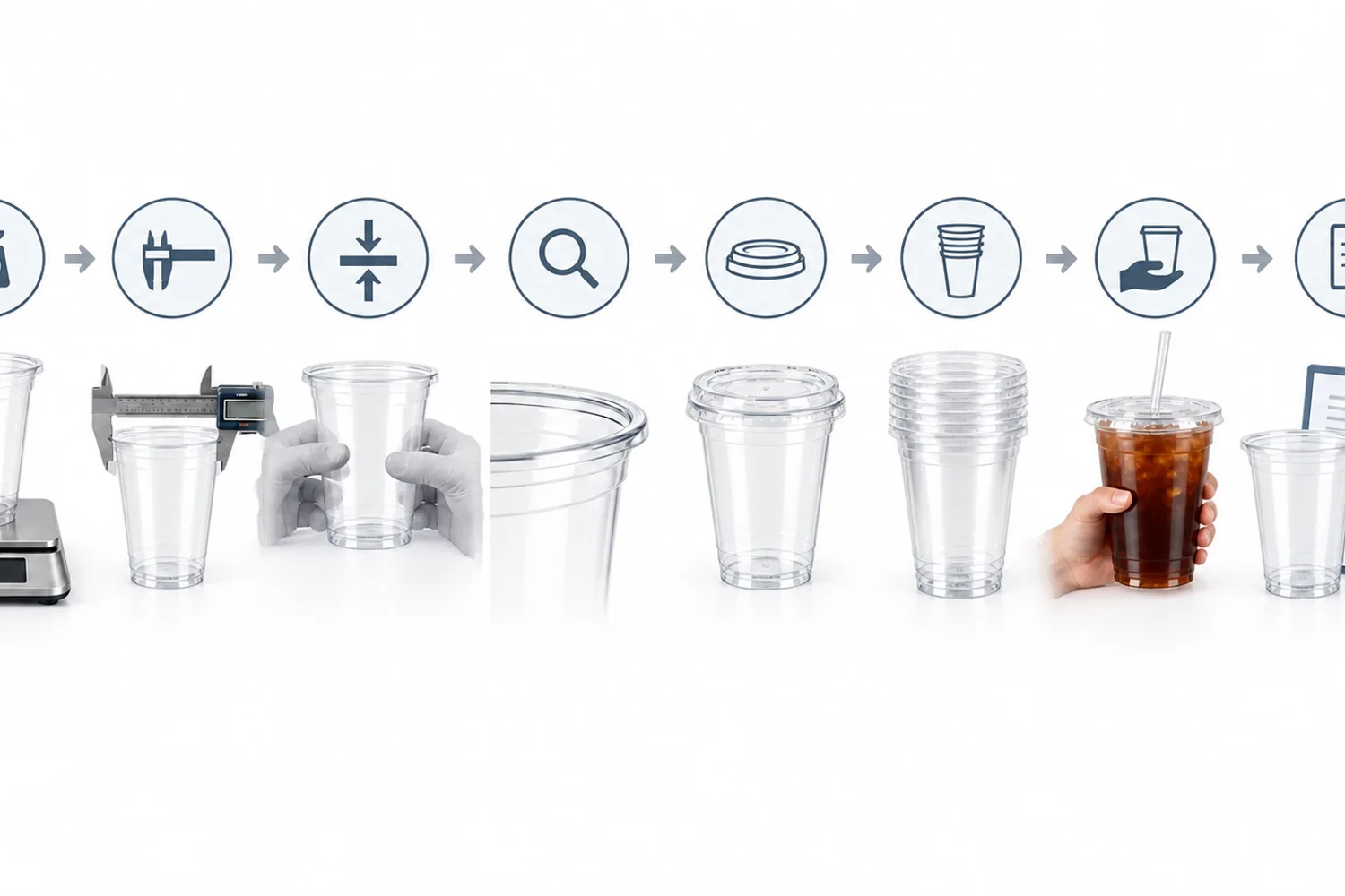 Lightweight PET cup approval workflow from gram weight to final approval