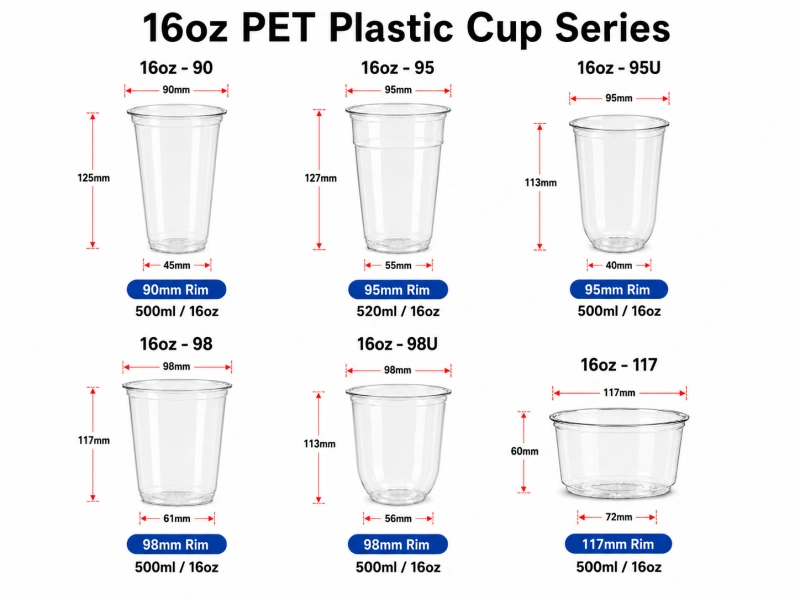 16oz PET Plastic Cups