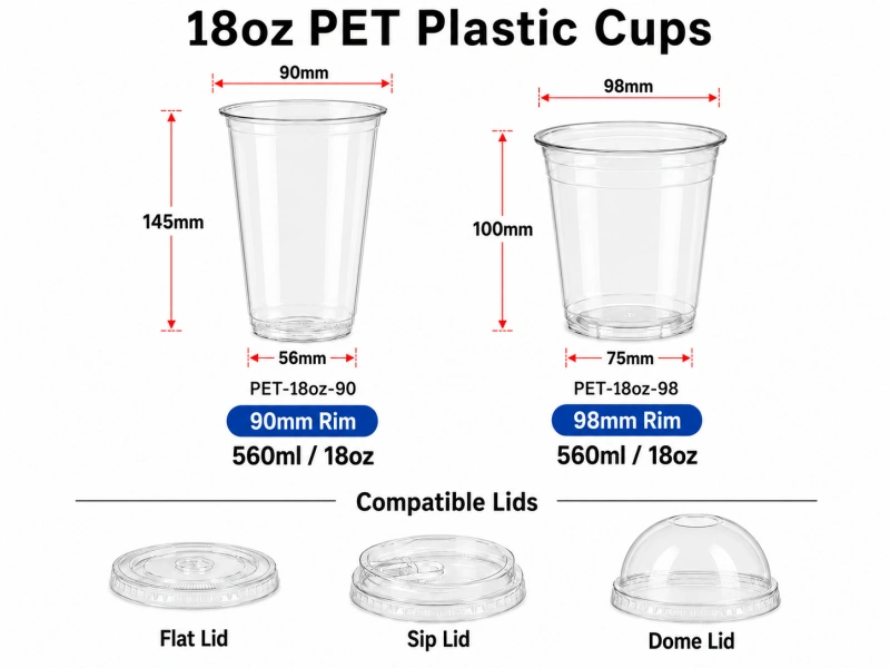 18oz PET Plastic Cups