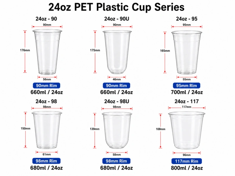 24oz PET Plastic Cups