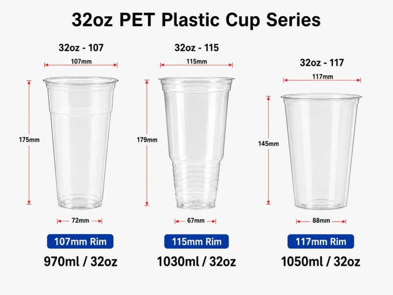 32oz PET Plastic Cups